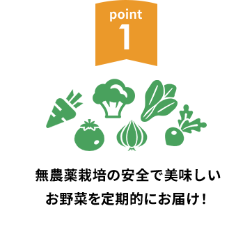 point1 無農薬栽培の安全で美味しいお野菜を定期的にお届け！